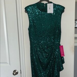 Green Sequin Sleeveless Dress